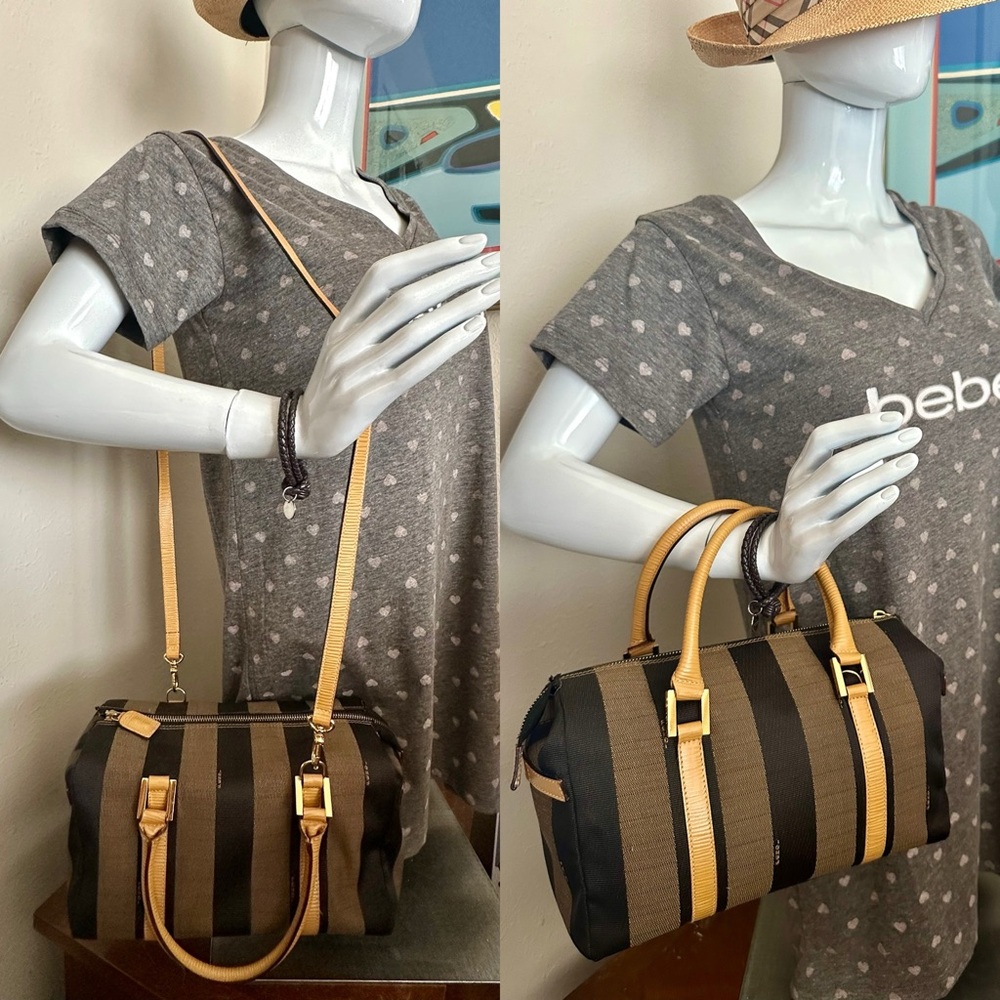 Fendi Pequin Canvas Two Way Bag